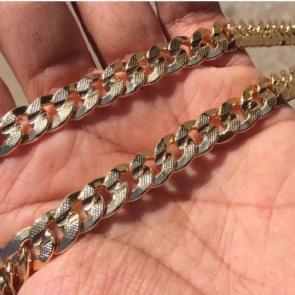14K Diamond Cut Miami Cuban Link Gold Chain 20”